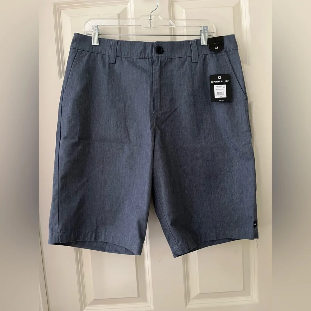NWT Men's O'Neill Relaxed Fit blue shorts size 34 Below the knee 22” Summer